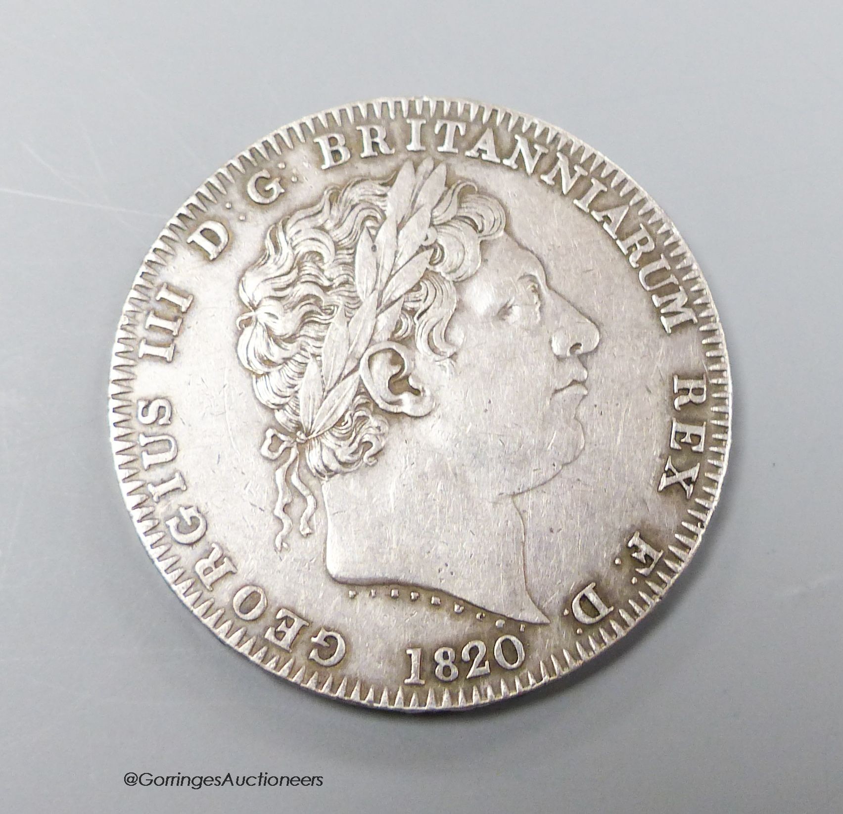 George III crown 1820, edge LX, VF